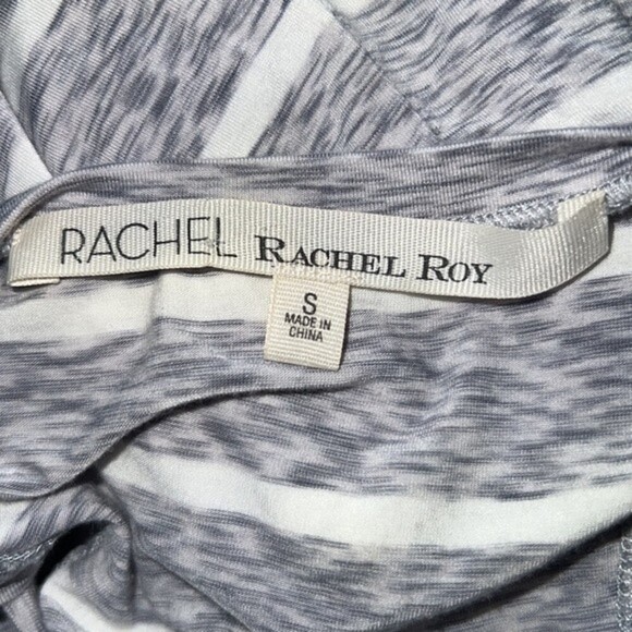 RACHEL Rachel Roy White and Gray Viscose striped Midi Razorback Tank Dress SM - Picture 10 of 12